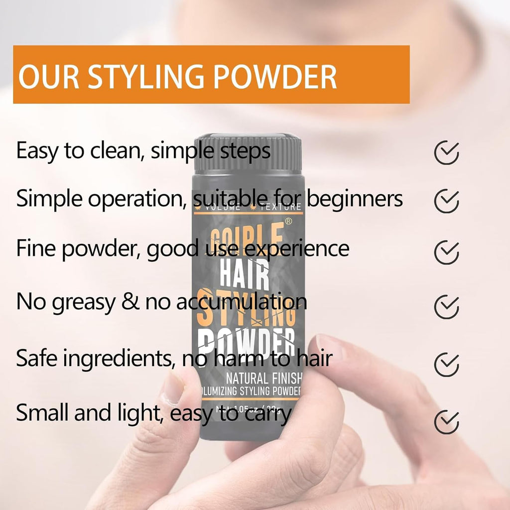 Goiple 3PCS Hair Styling Powder – 1.05oz Volumizing Texture for Men | Matte, Non-Greasy, Strong Hold