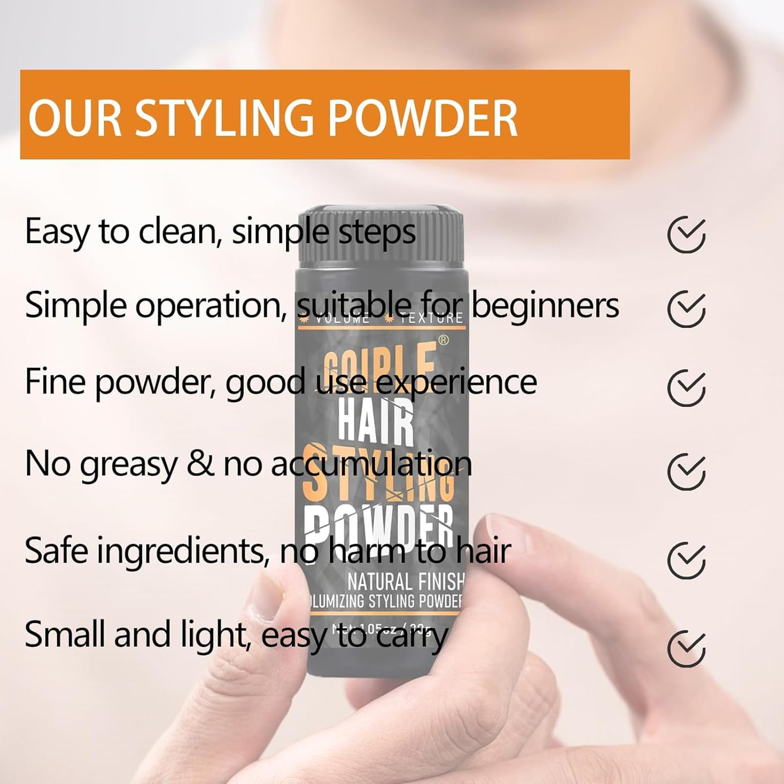 Goiple 3PCS Hair Styling Powder – 1.05oz Volumizing Texture for Men | Matte, Non-Greasy, Strong Hold