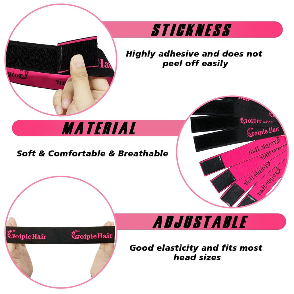 Goiple Edge Control Wax for Women – Non-Greasy Hold, Pink & Yellow 4oz (2 Pack) with Brush & Scarf