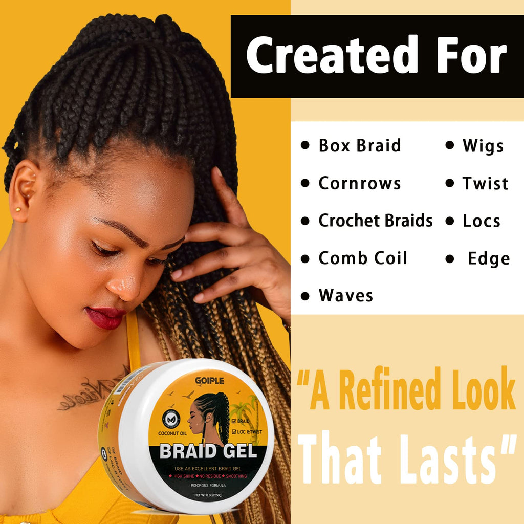 Goiple Strong Hold Braiding Gel for Twists, Locs & Edges – Includes Magnetic Pin Wristband & Braiding Tools