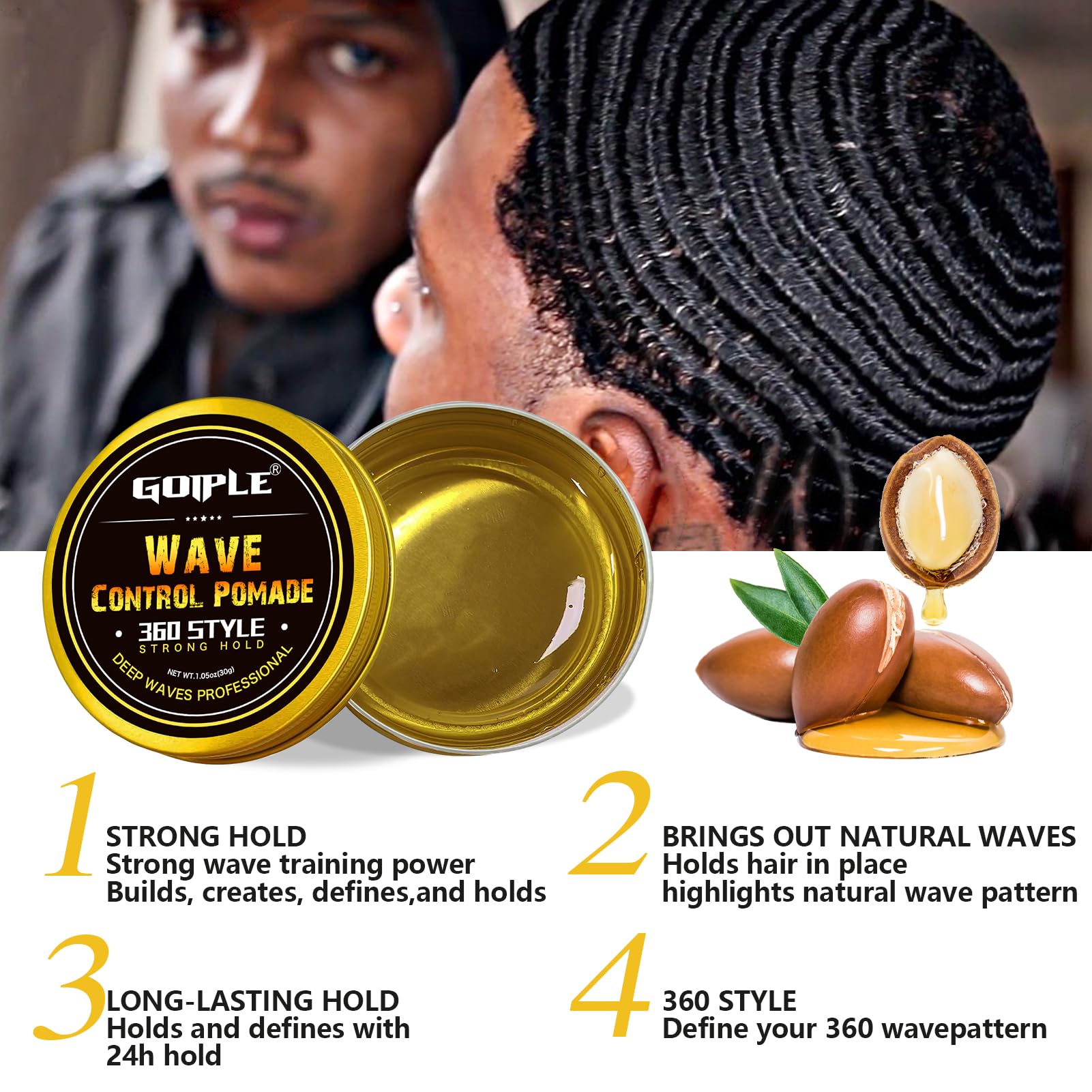 Goiple 360 Wave Shampoo & Strong Hold Pomade Kit for Men