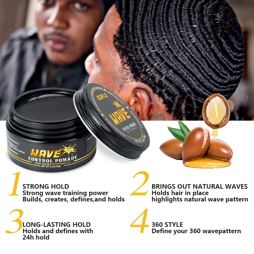 Goiple Wave Pomade for Men – Strong Hold, Easy Wash, 360 Wave Training