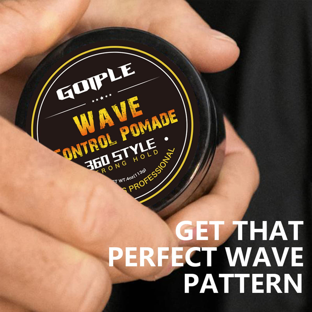 Goiple Natural Wave Pomade for Men – Strong Hold & Easy Wash 360 Wave Cream | 4oz