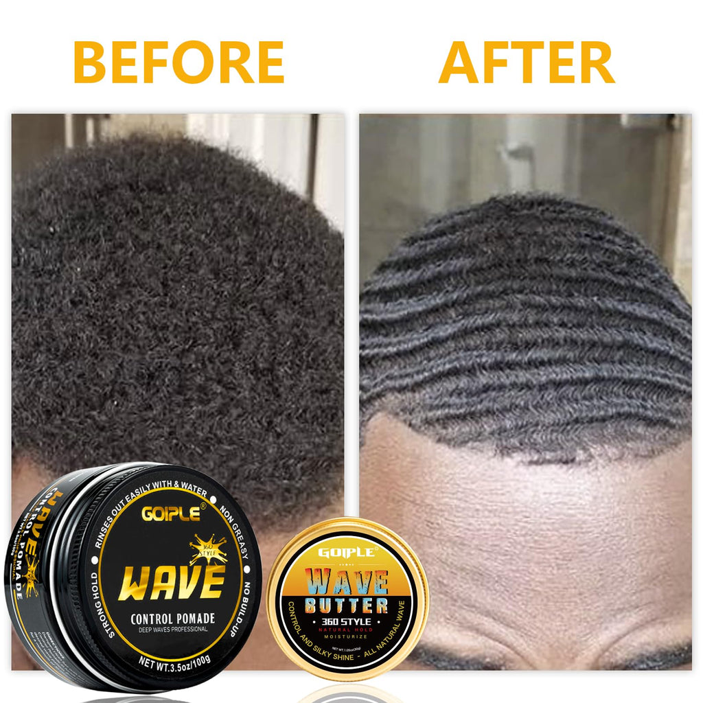 Goiple Wave Pomade for Men – Strong Hold, Easy Wash, Layered Waves, Silky Shine (Red)