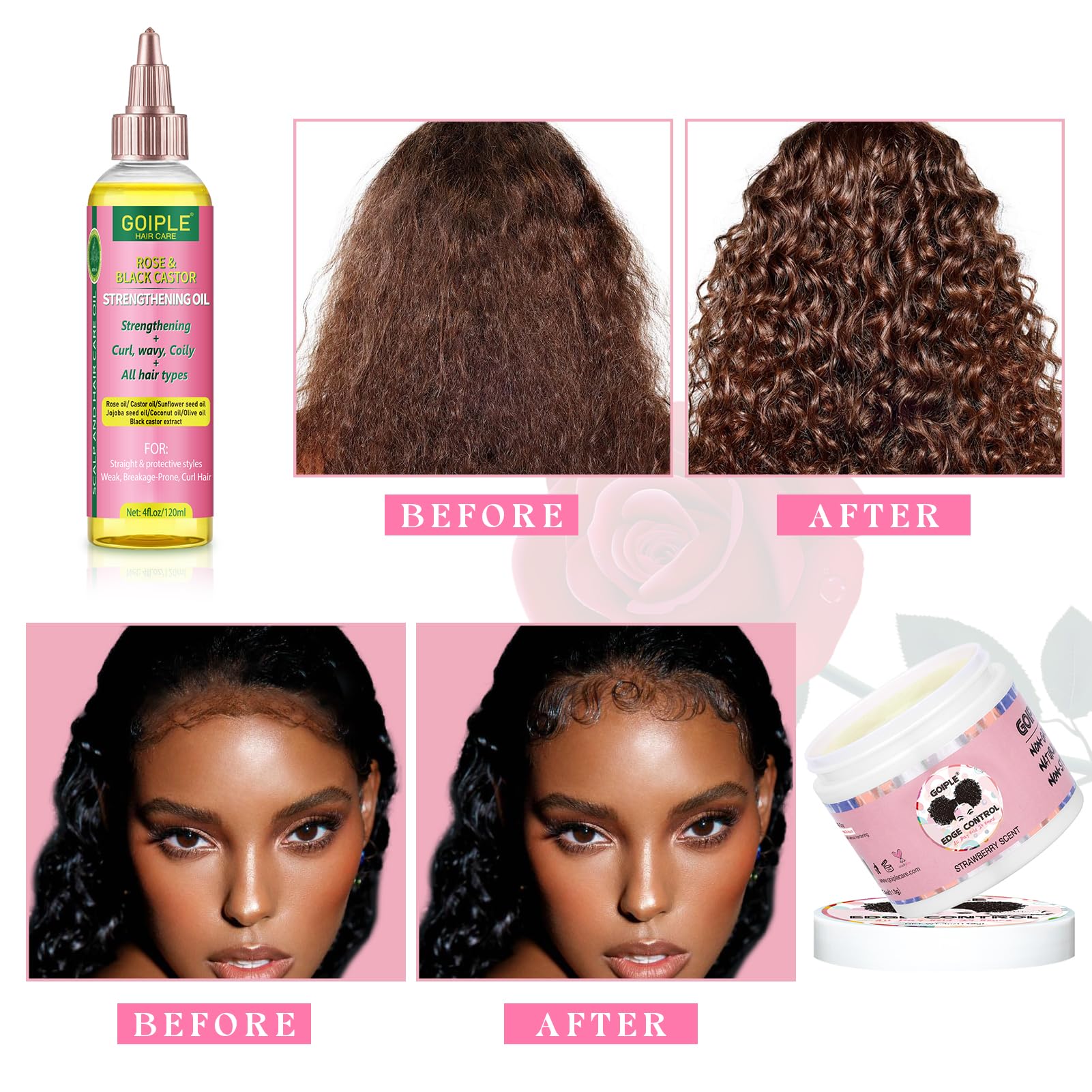 Goiple Edge Control Wax — Strong Hold, Non-Greasy Formula, Rose & Castor Oil