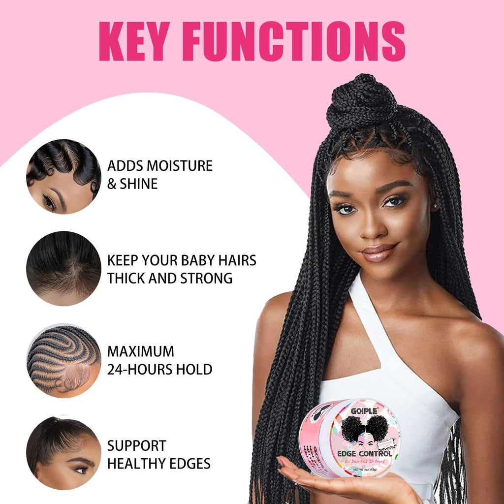 Goiple Edge Control Wax for Women | Strong Hold + Rose & Castor Oil Hair Care Kit
