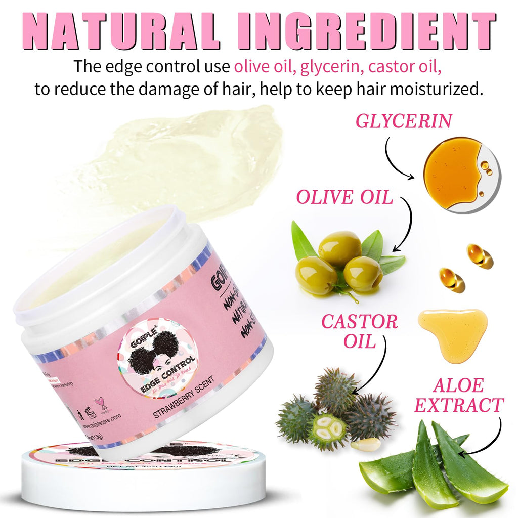 Goiple Edge Control Wax — Strong Hold, Non-Greasy Formula, Rose & Castor Oil