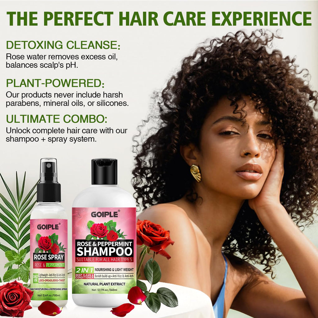 Goiple 2-in-1 Shampoo & Conditioner for Dreadlocks with Rose Water | Lightweight, Hydrating Hair Care Set