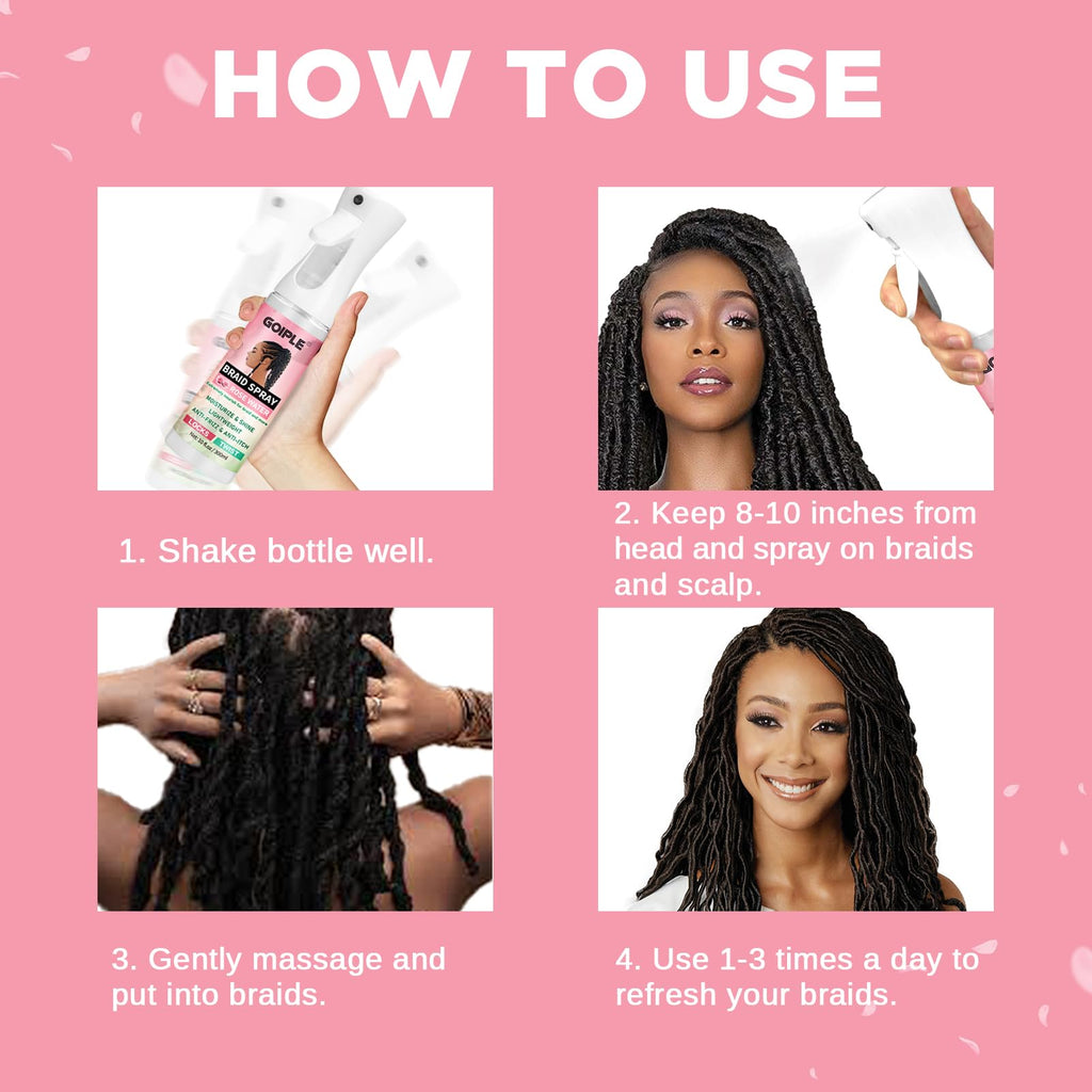 Goiple Rose Braid Spray 10oz – Lightweight Rose Water for Dreads, Braids & Locs