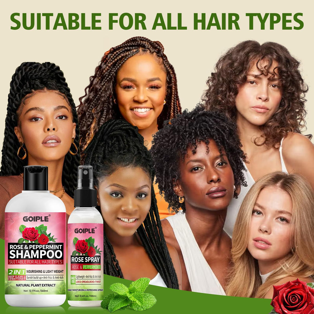 Goiple 2-in-1 Shampoo & Conditioner for Dreadlocks with Rose Water | Lightweight, Hydrating Hair Care Set