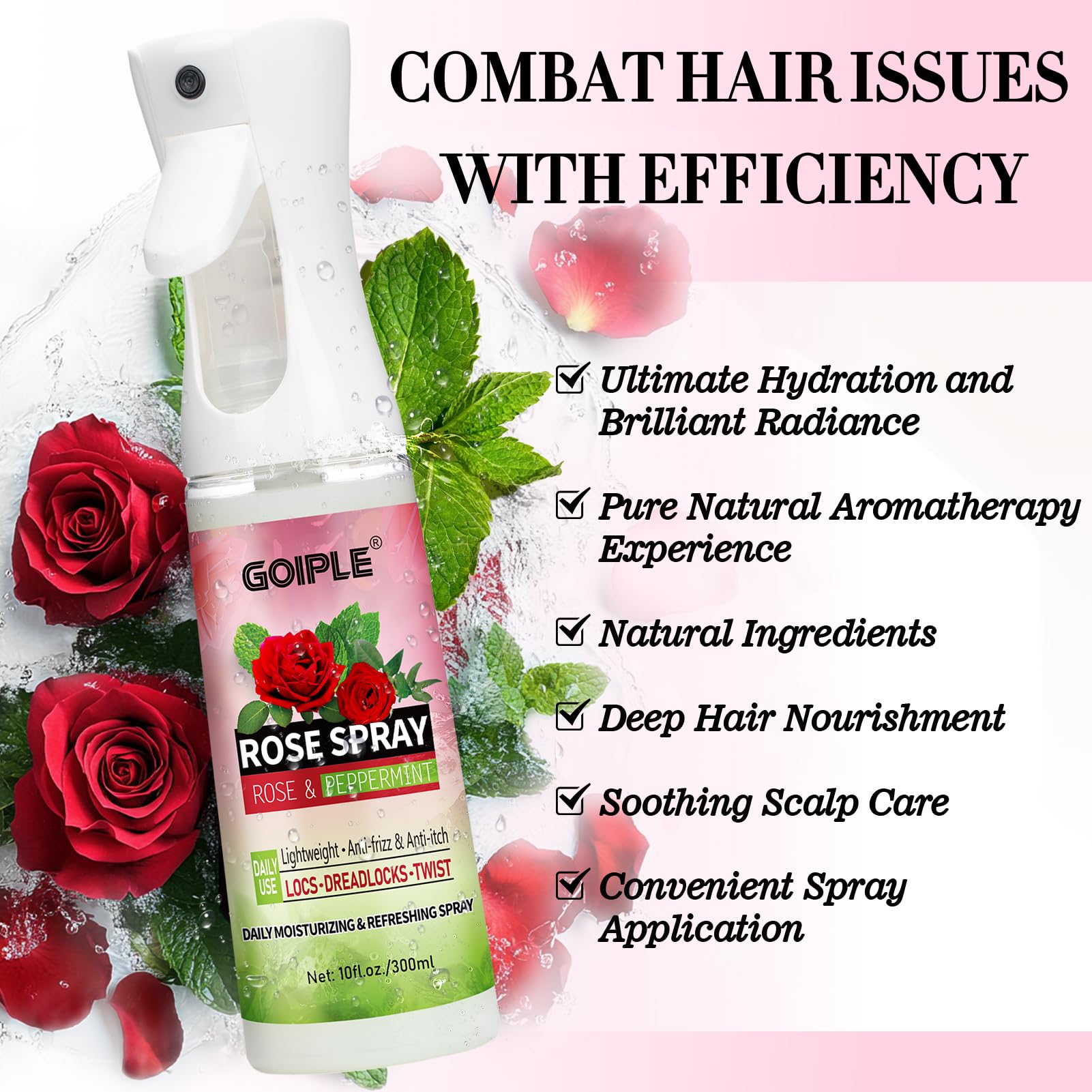 Goiple Rose Water for Locs Spray – Hydrating Scalp Moisturizer for Dreadlocks (2-Pack)