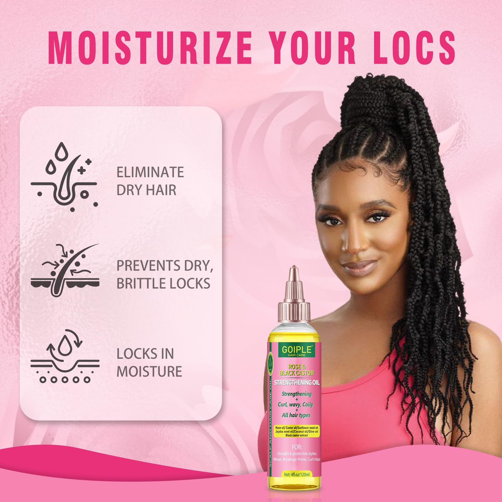 Goiple Edge Control Wax for Women | Strong Hold + Rose & Castor Oil Hair Care Kit