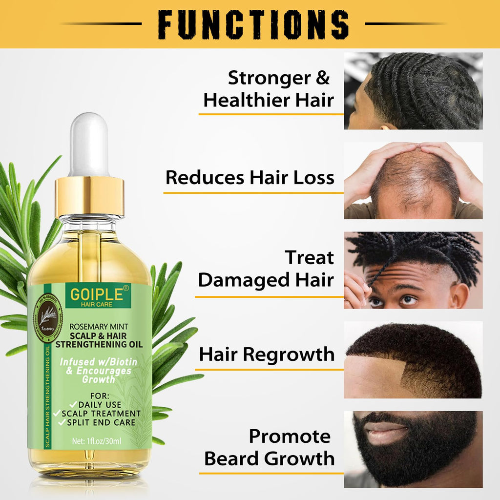 Goiple Natural Wave Pomade Set - Strong Hold, 360 Wave Training, Rosemary Oil Kit