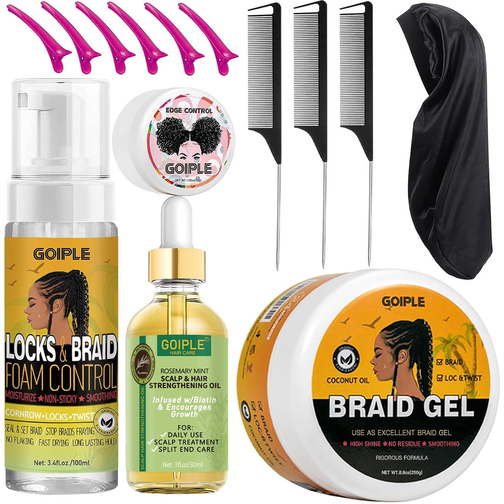 Goiple Strong Hold Braiding Gel & Edge Tamer – Frizz Control for Braids, Locs, Twists