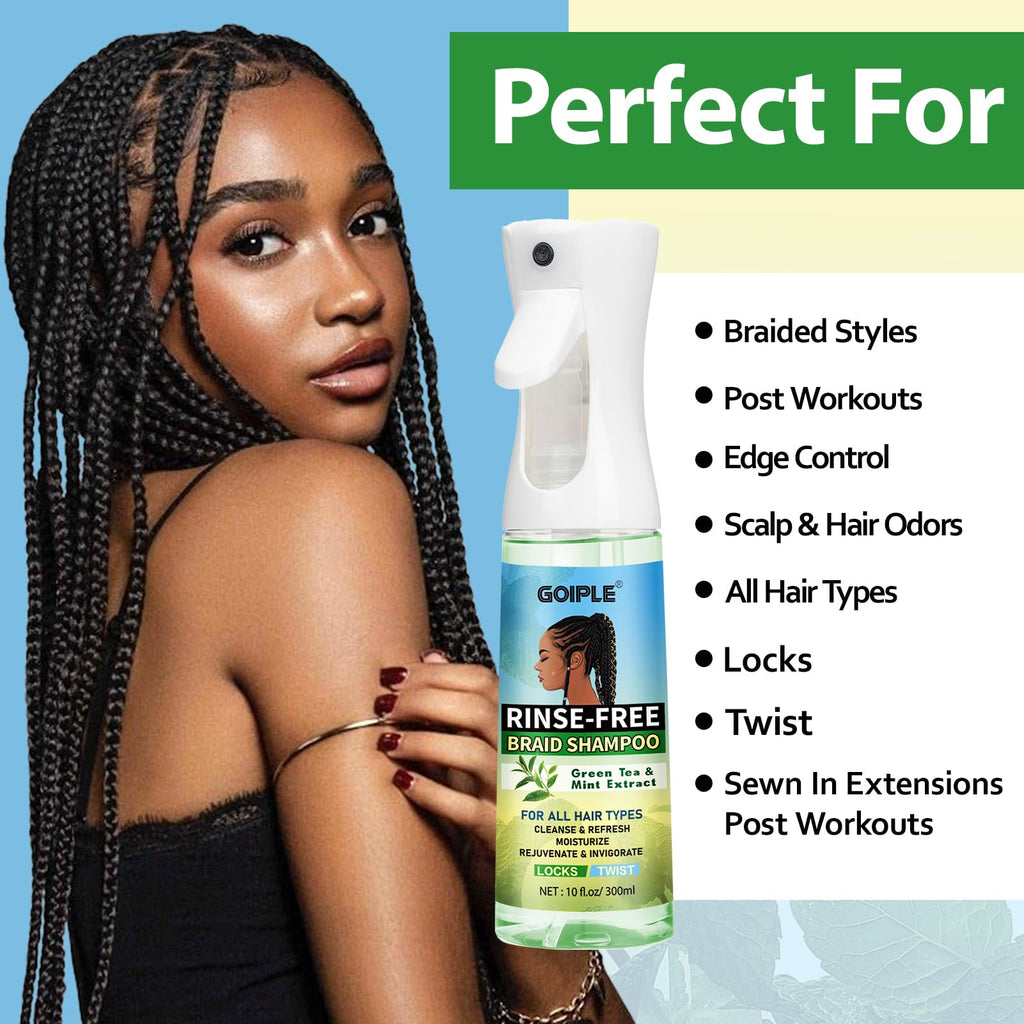 Goiple 10oz Rinse-Free Shampoo for Braids | No-Water Cleanse for Locs, Twists & Weaves