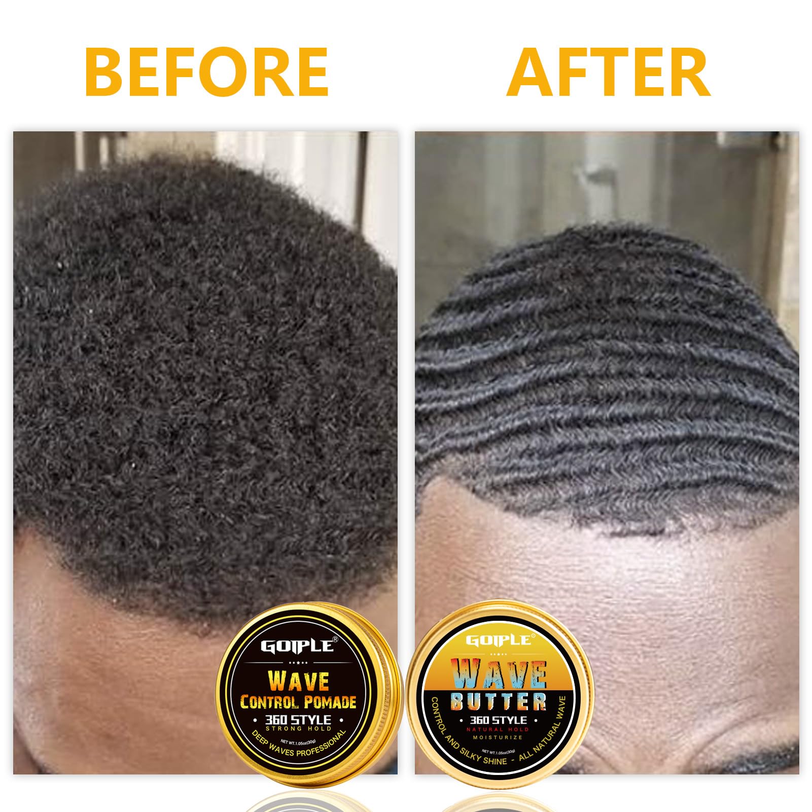 Goiple 360 Wave Shampoo & Strong Hold Pomade Kit for Men