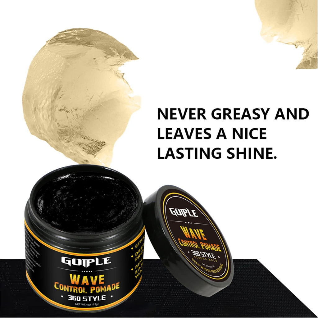 Goiple Natural Wave Pomade for Men – Strong Hold & Easy Wash 360 Wave Cream | 4oz
