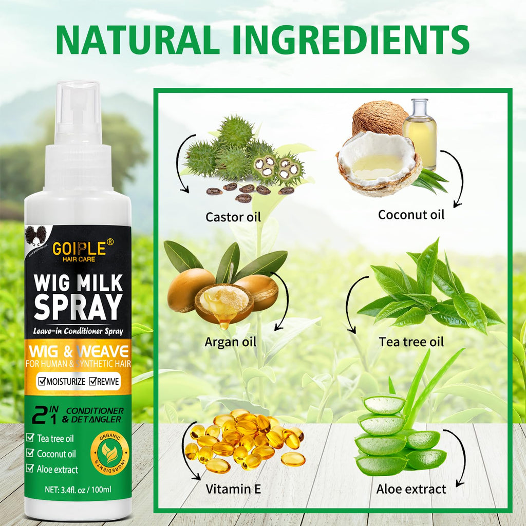 Goiple Wig Milk Spray 2-in-1 Leave-In Conditioner & Detangler for Synthetic Wigs (3.4 fl oz)