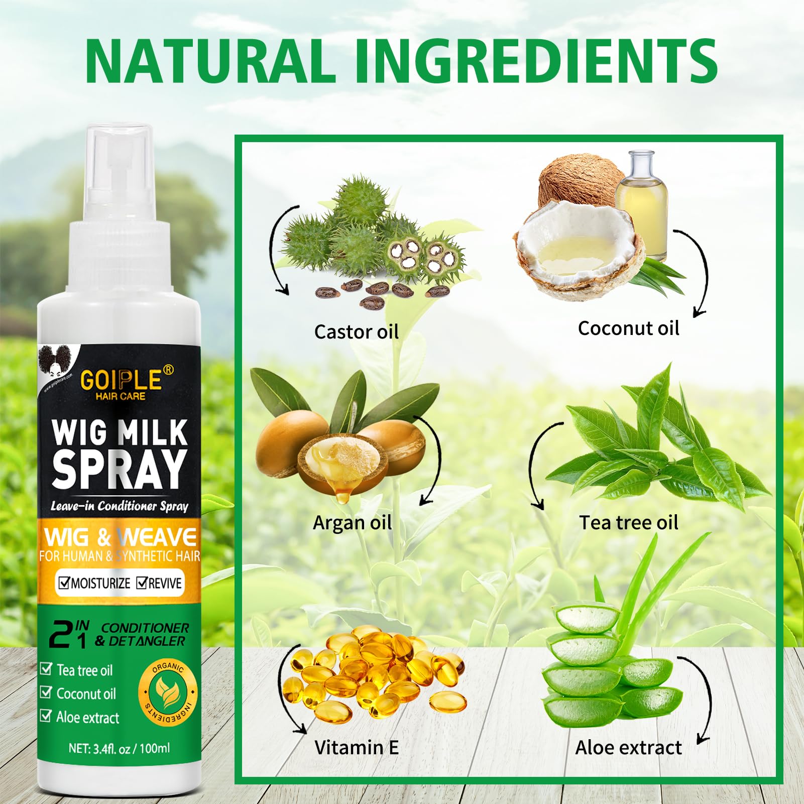 Goiple Wig Milk Spray 2-in-1 Leave-In Conditioner & Detangler for Synthetic Wigs (3.4 fl oz)