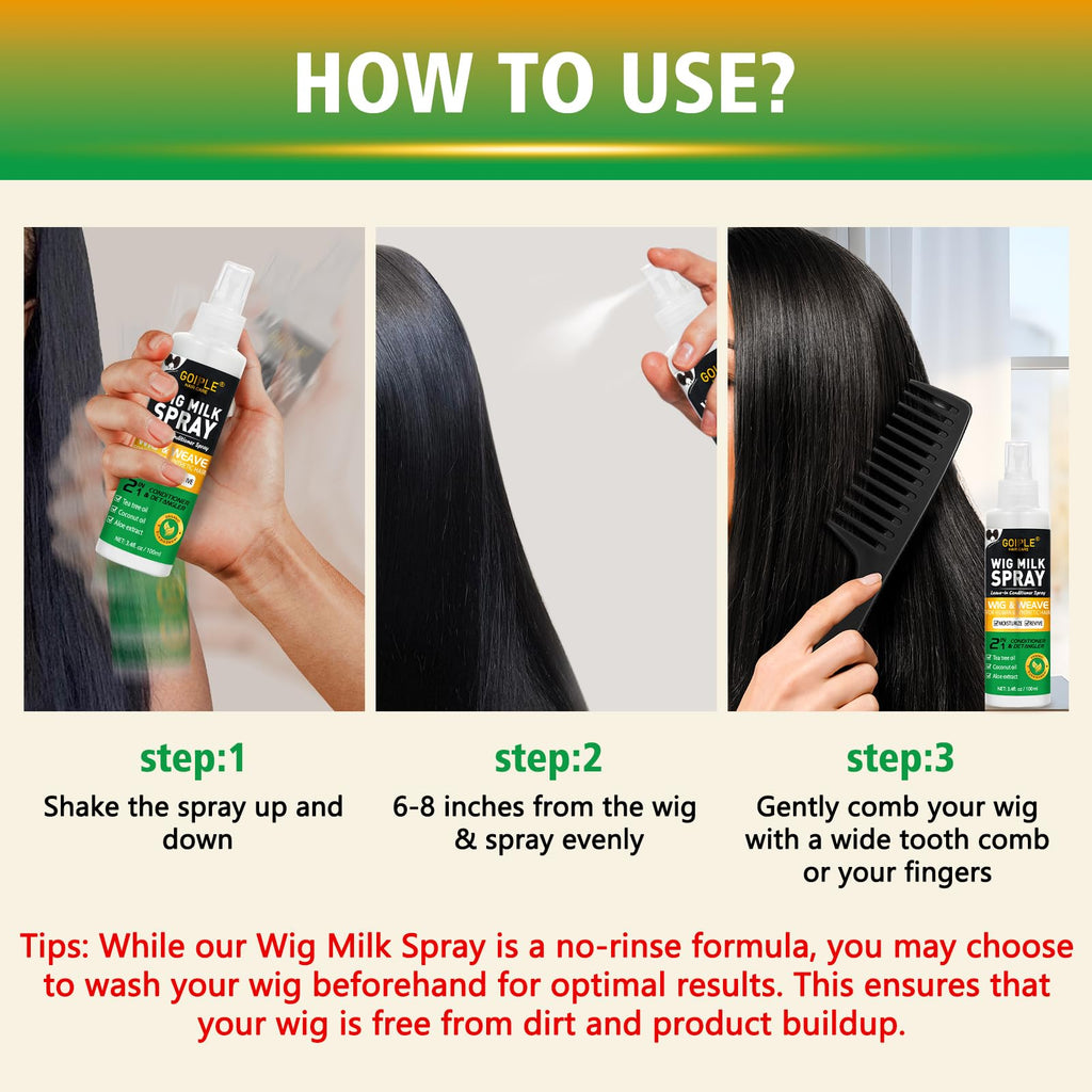 Goiple Wig Milk Spray 2-in-1 Leave-In Conditioner & Detangler for Synthetic Wigs (3.4 fl oz)