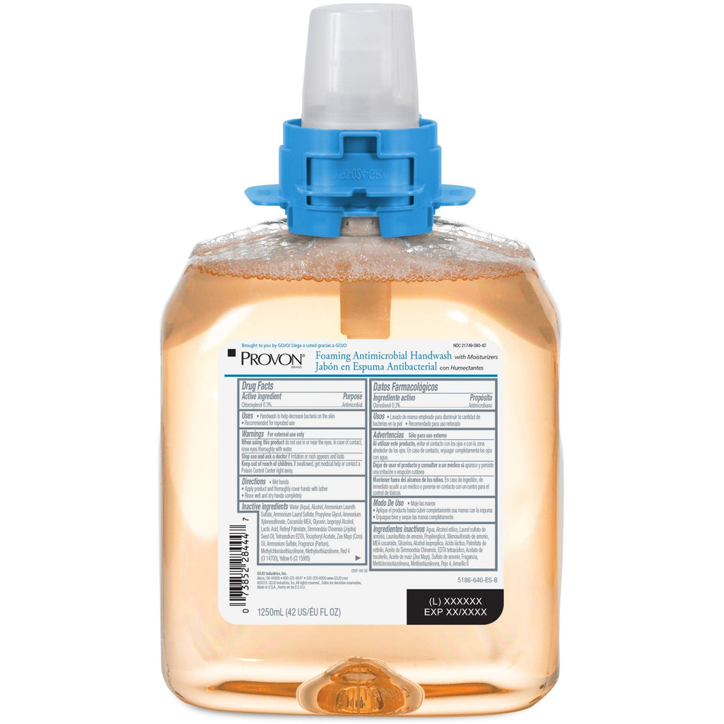 GOJO PROVON Foaming Antimicrobial Handwash with Moisturizers – 1250 mL Refill for FMX-12 Dispenser (Pack of 4) – 5186-04