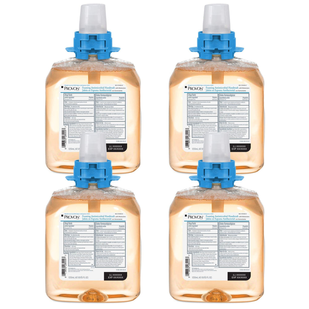 GOJO PROVON Foaming Antimicrobial Handwash with Moisturizers – 1250 mL Refill for FMX-12 Dispenser (Pack of 4) – 5186-04