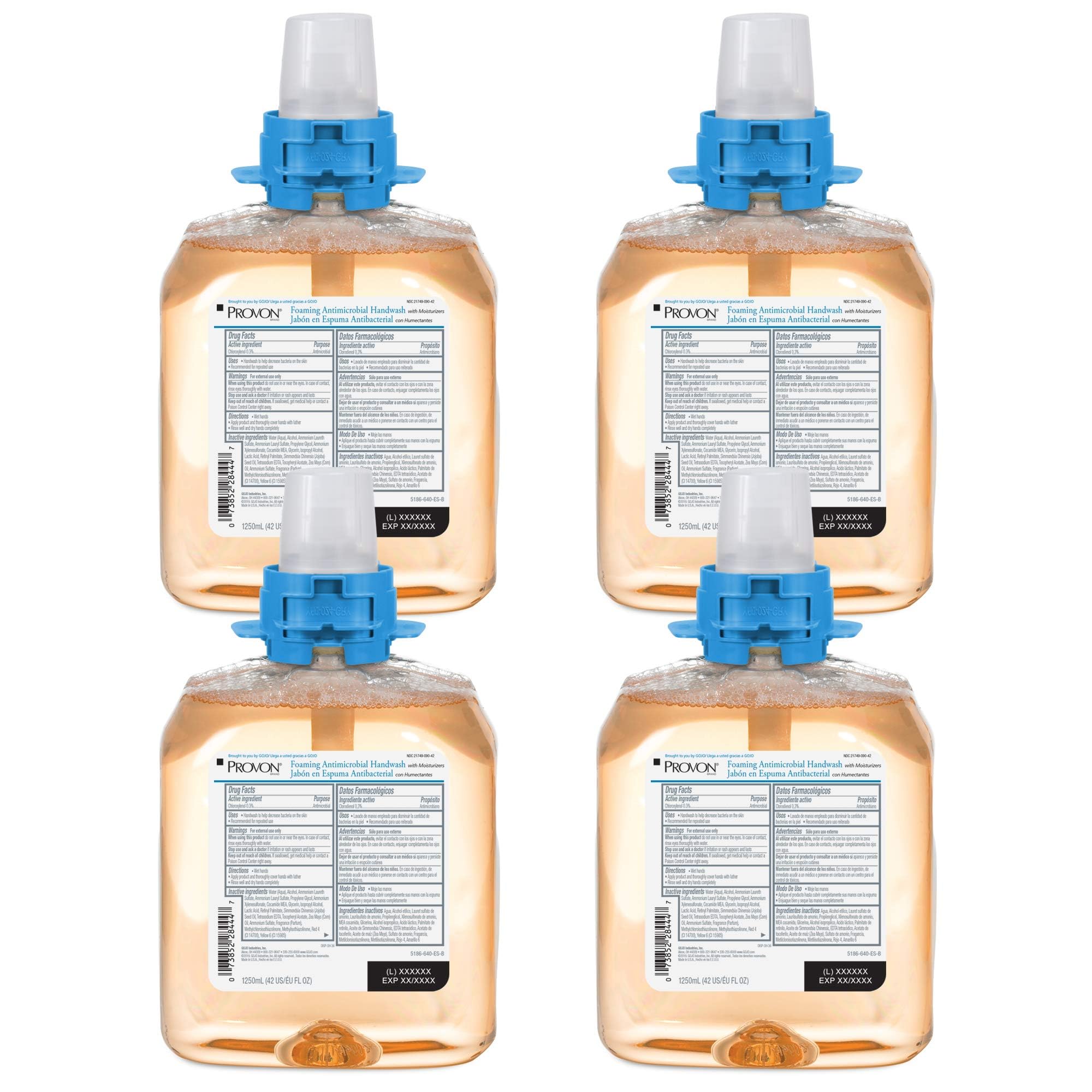 GOJO PROVON Foaming Antimicrobial Handwash with Moisturizers – 1250 mL Refill for FMX-12 Dispenser (Pack of 4) – 5186-04