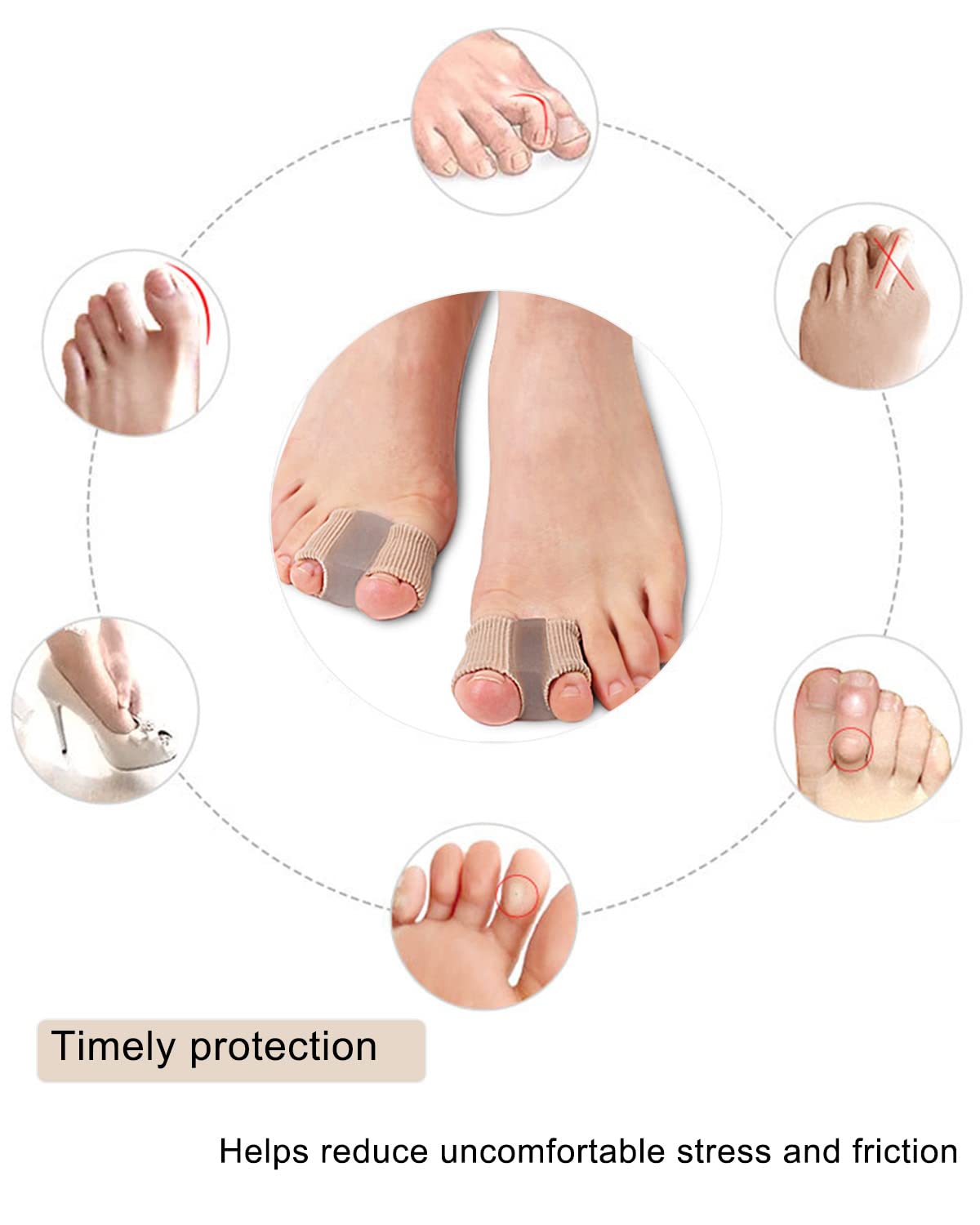 Golbylicc Bunion Toe Separators – Gel Toe Spacers for Overlapping Toes (4 Pack)