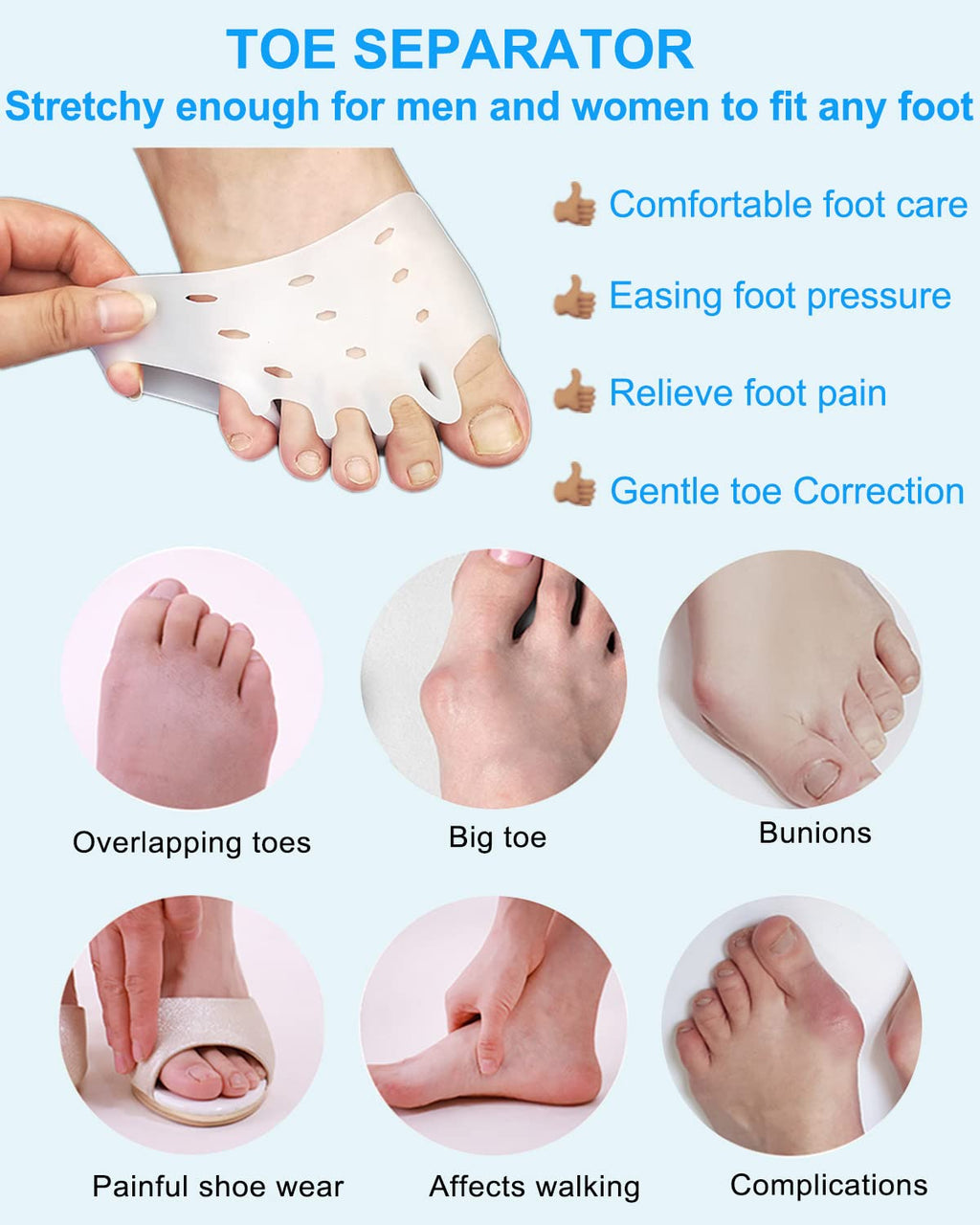 Golbylicc 4 Pairs Metatarsal Gel Pads & Toe Spacers – Bunion & Hammertoe Corrector