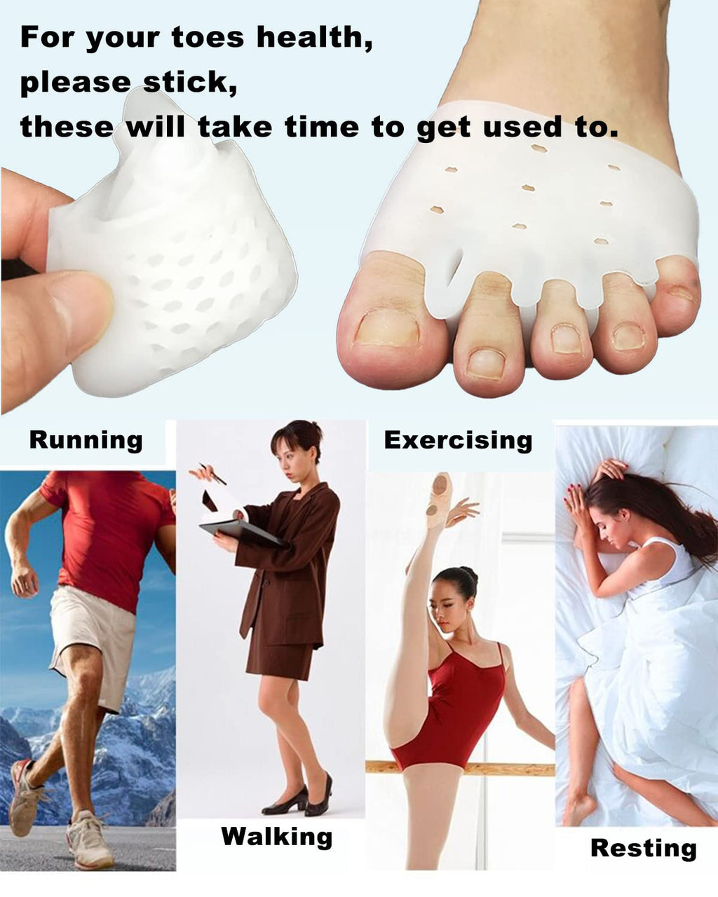 Golbylicc 4 Pairs Metatarsal Gel Pads & Toe Spacers – Bunion & Hammertoe Corrector