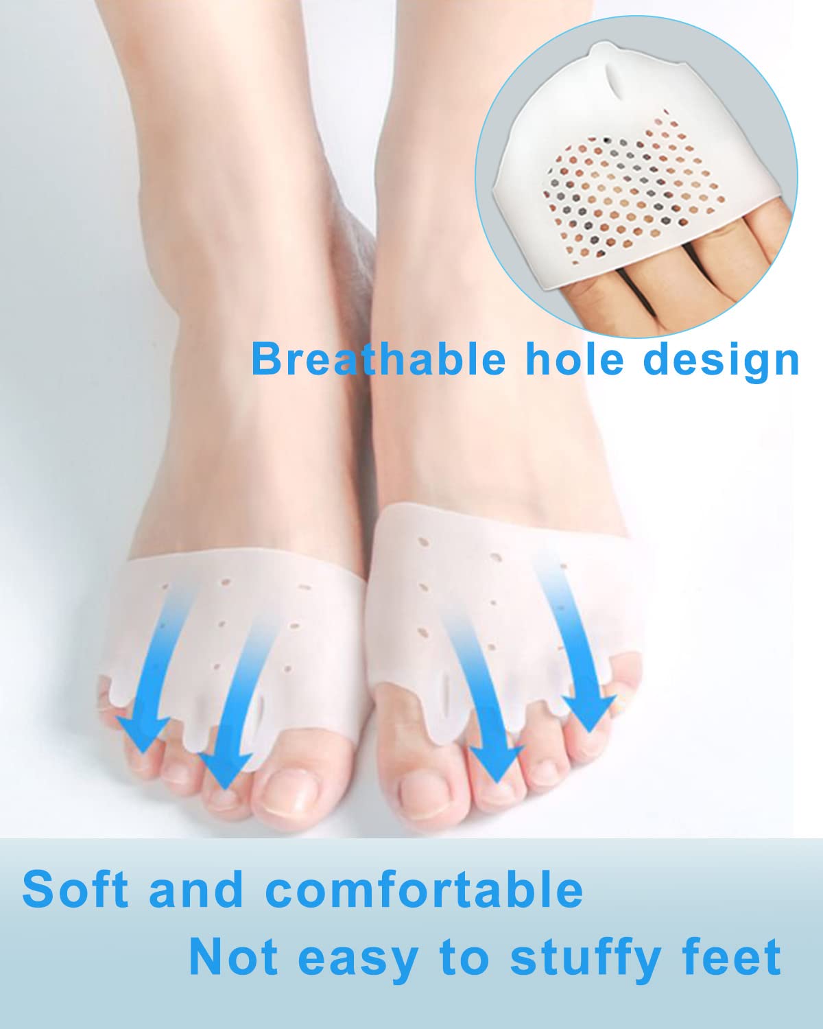 Golbylicc 4 Pairs Metatarsal Gel Pads & Toe Spacers – Bunion & Hammertoe Corrector