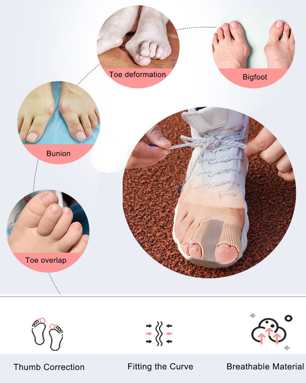 Golbylicc Bunion Toe Separators – Gel Toe Spacers for Overlapping Toes (4 Pack)