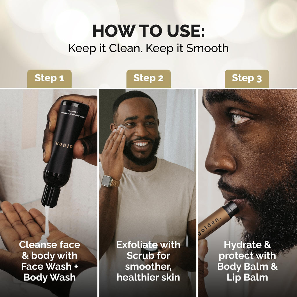 Golden Grooming The Unbearded Bundle — Clean Face & Fresh Skin Essentials for Black Men