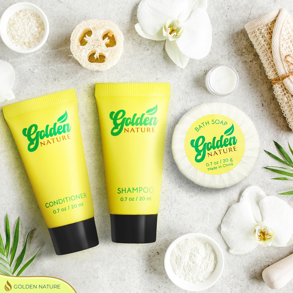 Golden Nature Travel Size Soap, Shampoo & Conditioner Set - Jasmine, 0.7 oz Each | 150 Pcs | 3-Piece Kit