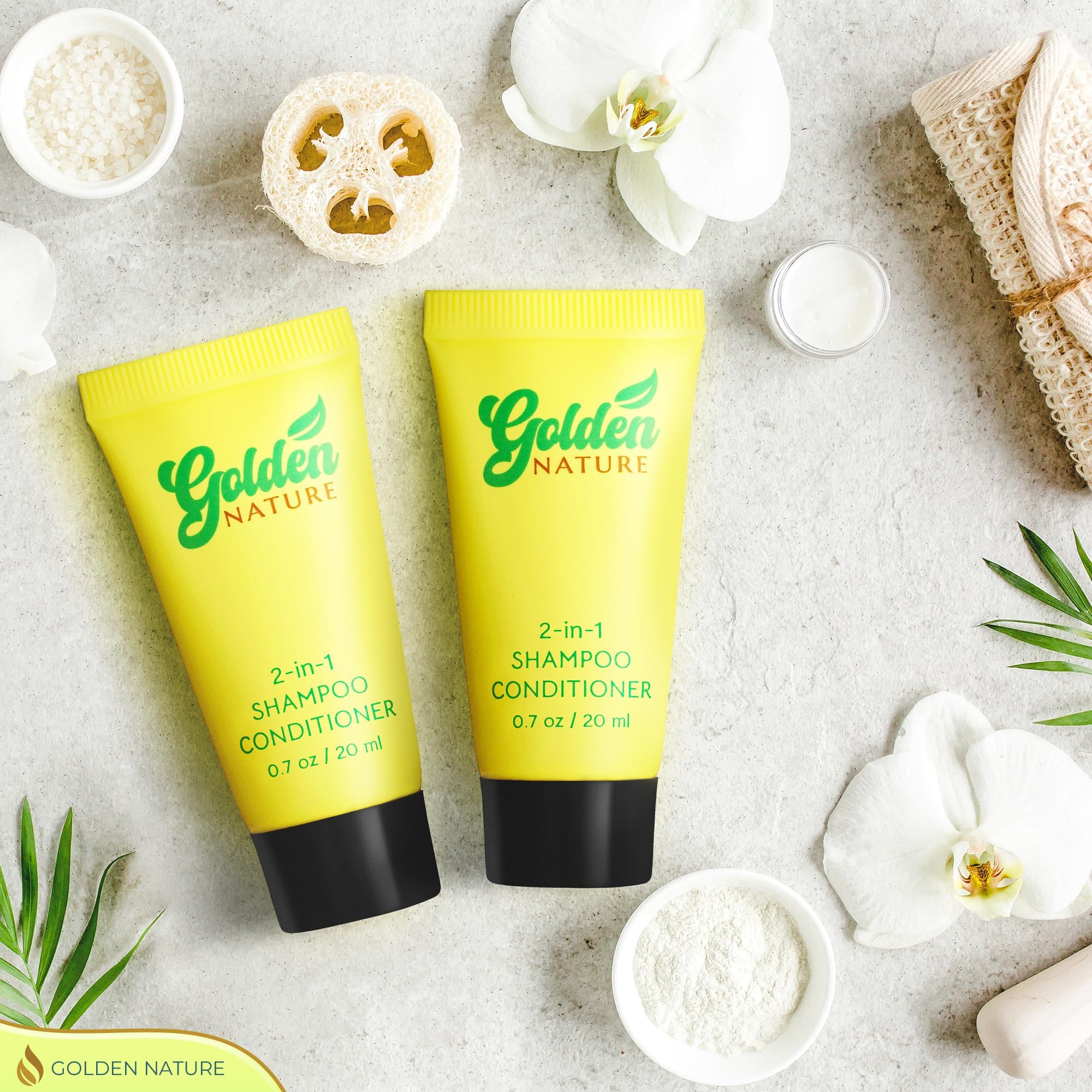 Golden Nature Travel-Size 2-in-1 Jasmine Shampoo & Conditioner - 0.7 oz, 100-Pack Bulk Hotel Toiletries