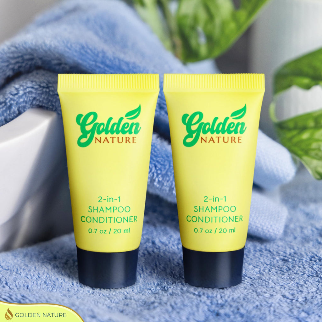 Golden Nature Travel-Size 2-in-1 Jasmine Shampoo & Conditioner - 0.7 oz, 100-Pack Bulk Hotel Toiletries