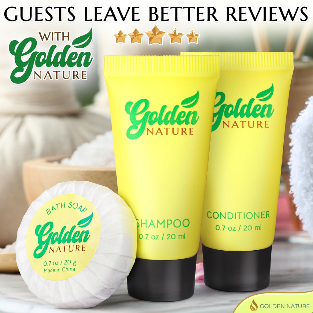 Golden Nature Travel Size Soap, Shampoo & Conditioner Set - Jasmine, 0.7 oz Each | 150 Pcs | 3-Piece Kit