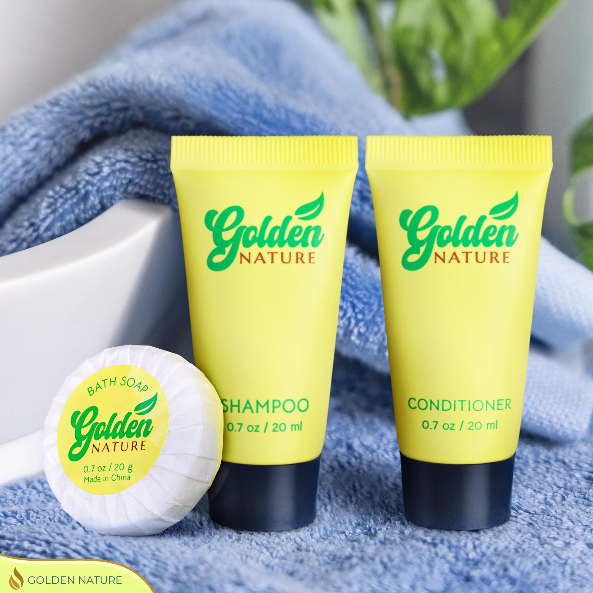 Golden Nature Travel Size Soap, Shampoo & Conditioner Set - Jasmine, 0.7 oz Each | 150 Pcs | 3-Piece Kit