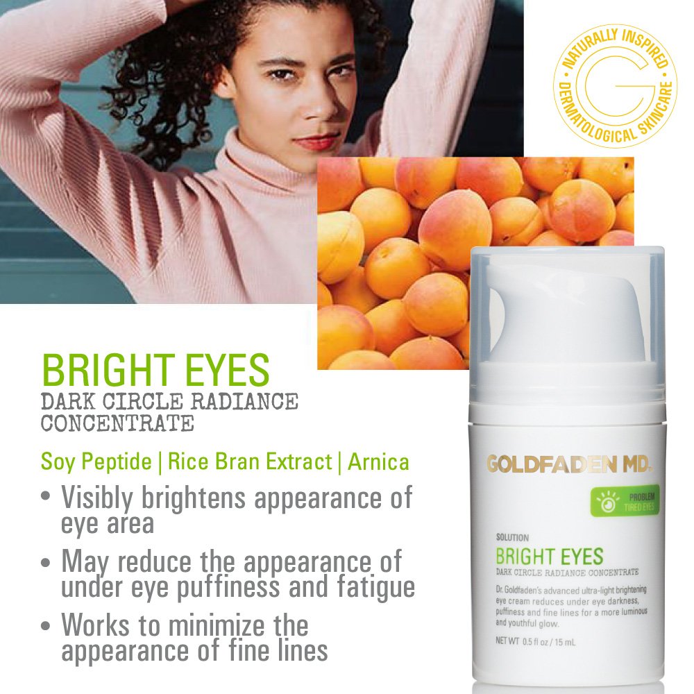 GOLDFADEN MD Bright Eyes Dark Circle Concentrate – Brightening Eye Cream with Soy Peptide, Arnica & Rice Bran