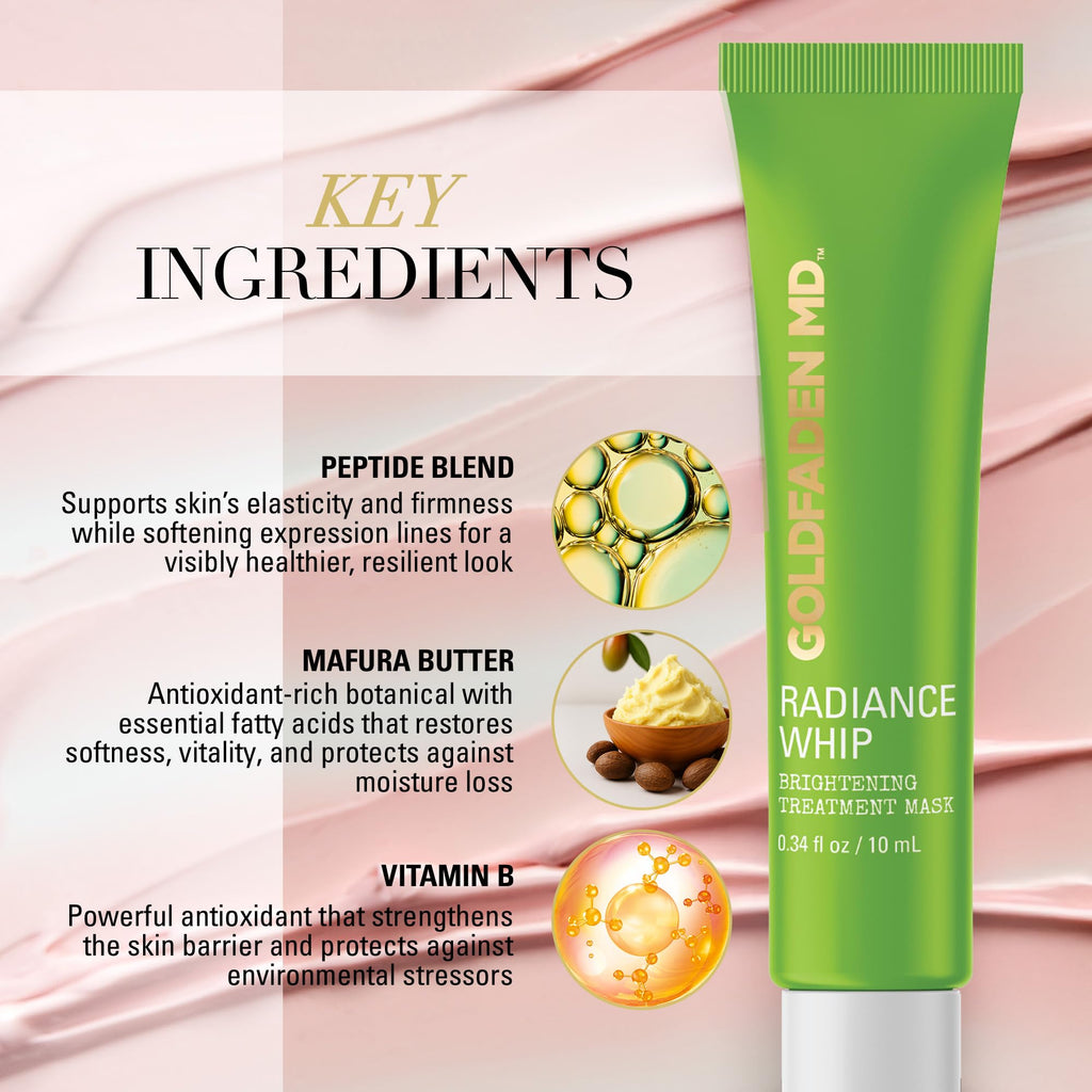 GOLDFADEN MD Radiance Whip Treatment Mask — Deep Hydration & Even-Tone Peptide Mask | Vegan Clean Formula | Trial 10ml