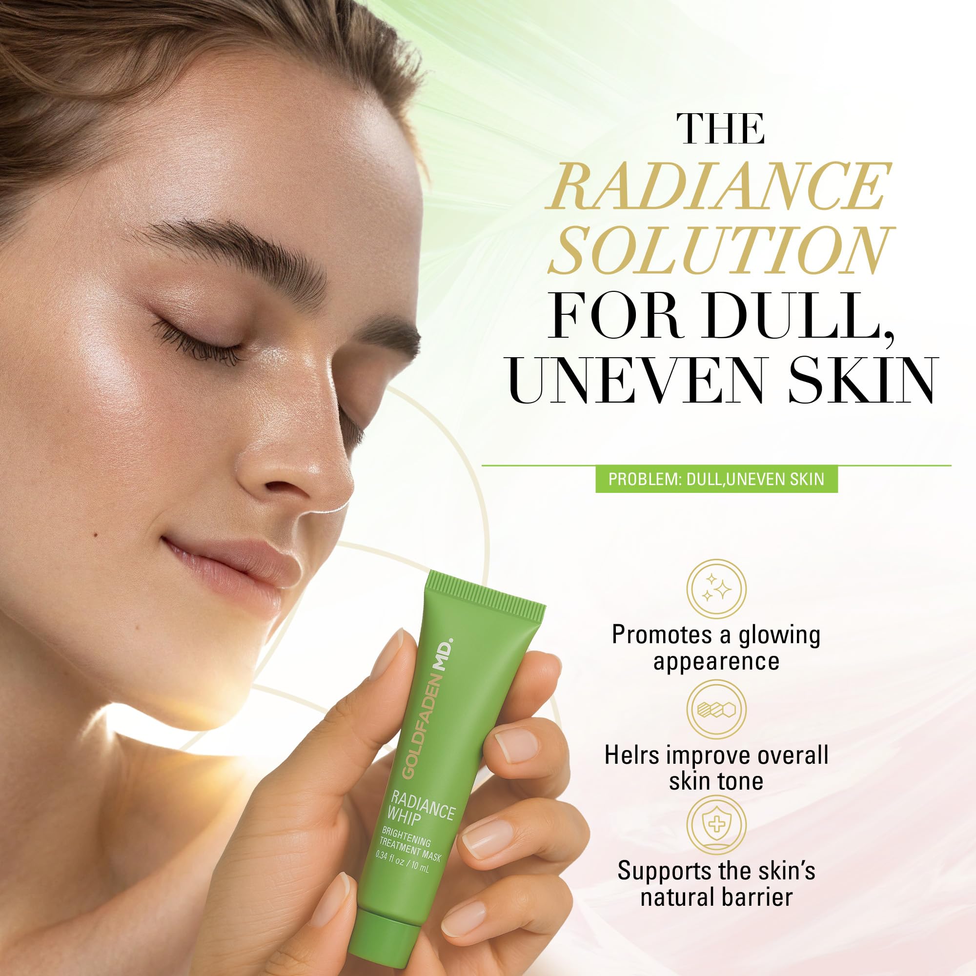 GOLDFADEN MD Radiance Whip Treatment Mask — Deep Hydration & Even-Tone Peptide Mask | Vegan Clean Formula | Trial 10ml