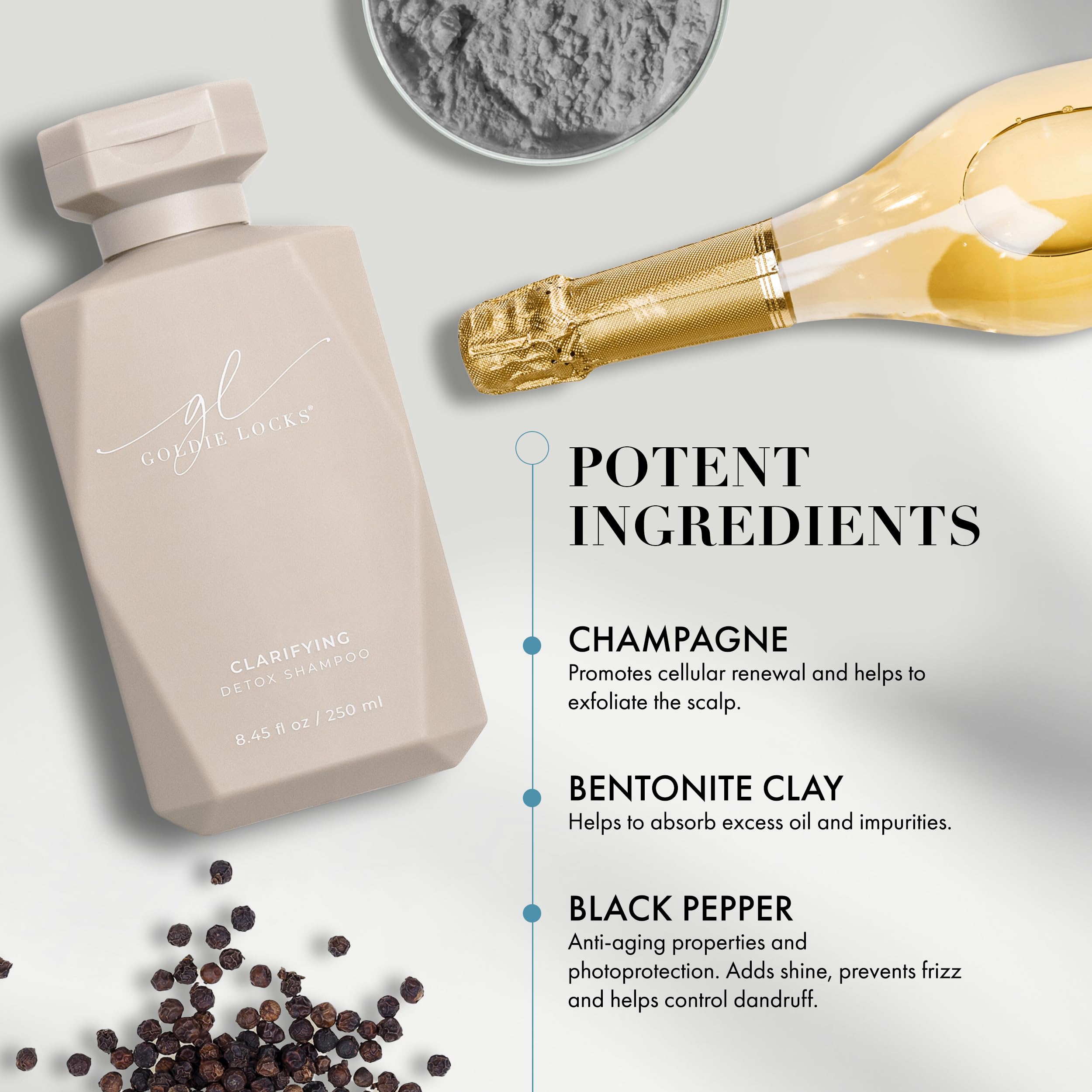 Goldie Locks Clarifying Shampoo | Sulfate-Free Detox for Scalp & Hair | Safe for Color-Treated & Extensions | 8.45 fl oz