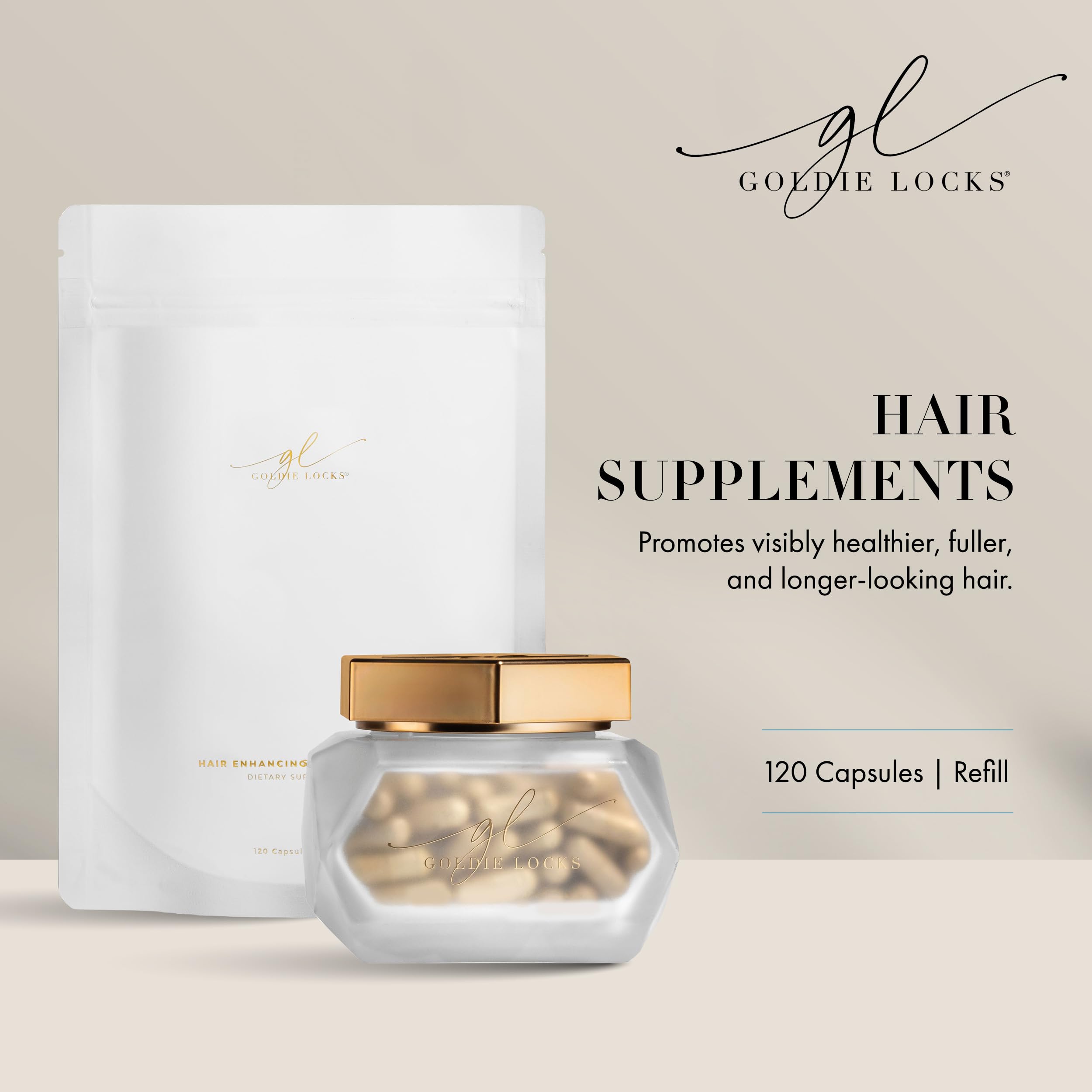 Goldie Locks Hair Growth Supplements Refill – Original Formula with Biotin, Multi-Collagen & Zinc
