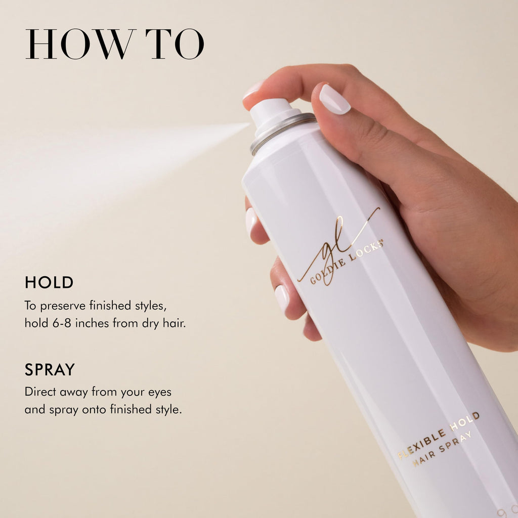Goldie Locks Flexible Hold Hairspray – Lightweight, Brushable, Humidity-Resistant, Safe for Extensions