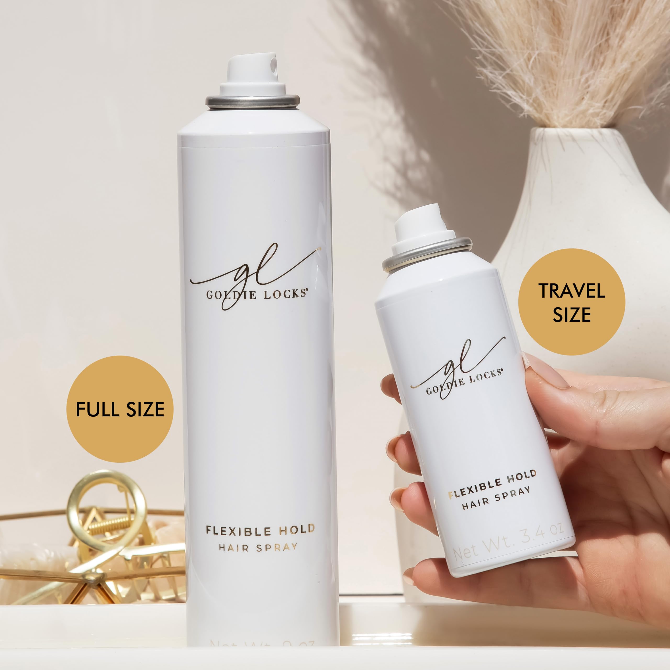 Goldie Locks Flexible Hold Hairspray – Lightweight, Brushable, Humidity-Resistant, Safe for Extensions