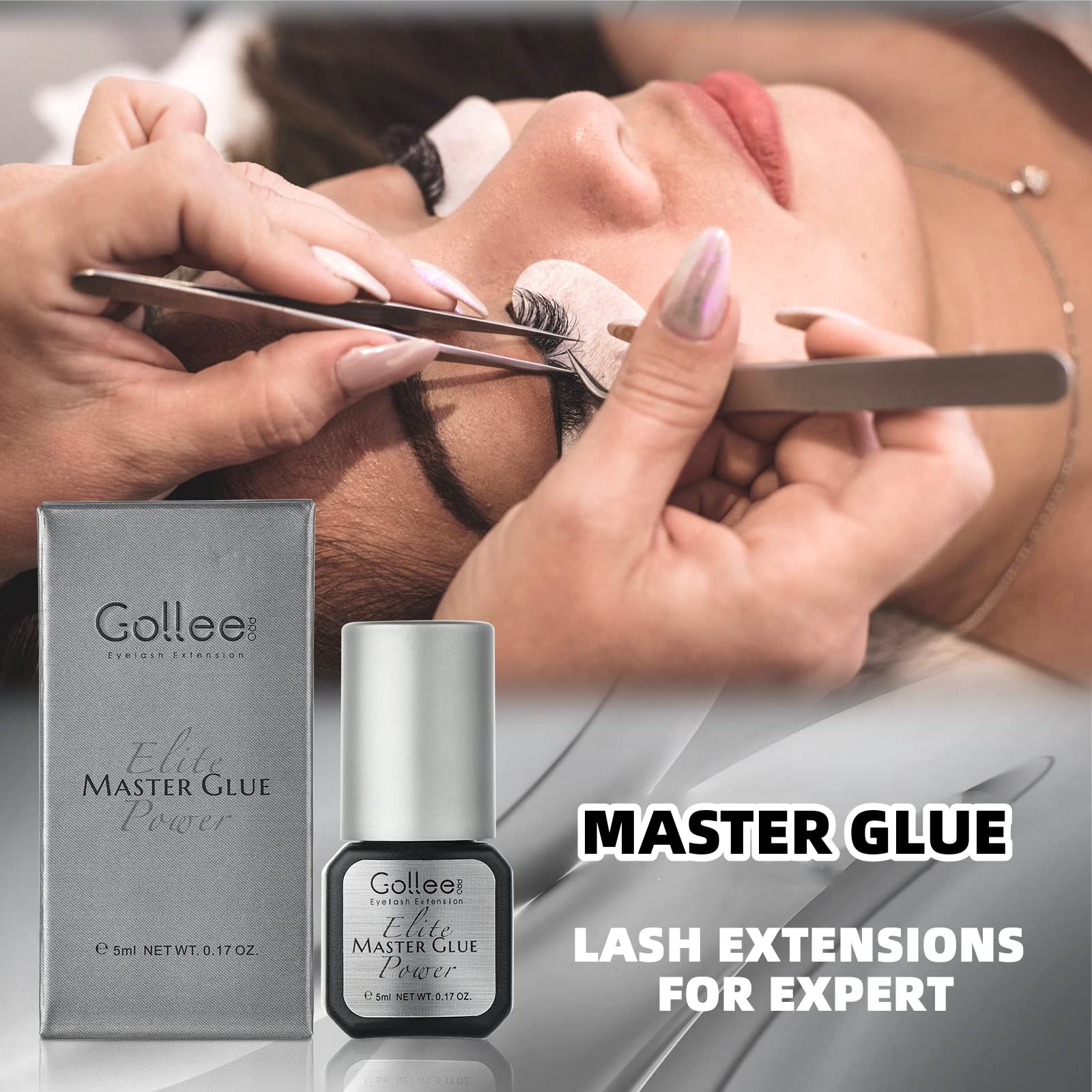 Golleepro Eyelash Extension Glue — 0.5 Sec Fast Dry, 6-8 Week Retention, Waterproof, Professional Use Only