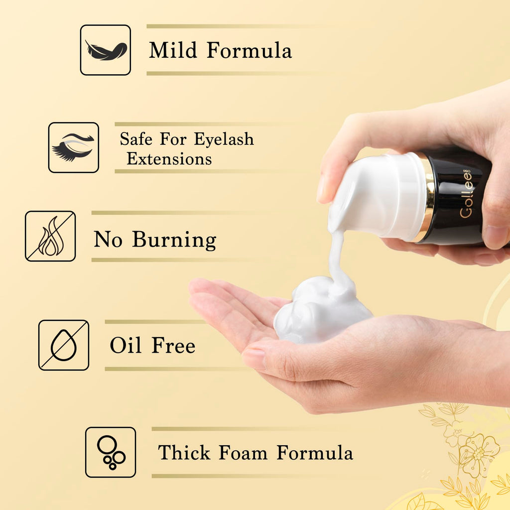 GOLLEEPRO Lash Shampoo – 100 ml Eyelash Extension Cleanser with Brush (Paraben & Sulfate Free)