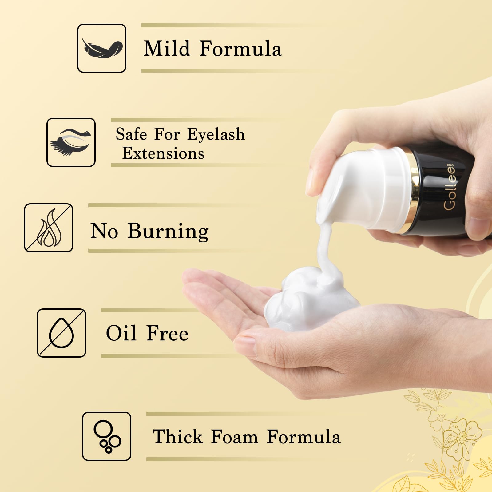 GOLLEEPRO Lash Shampoo – 100 ml Eyelash Extension Cleanser with Brush (Paraben & Sulfate Free)