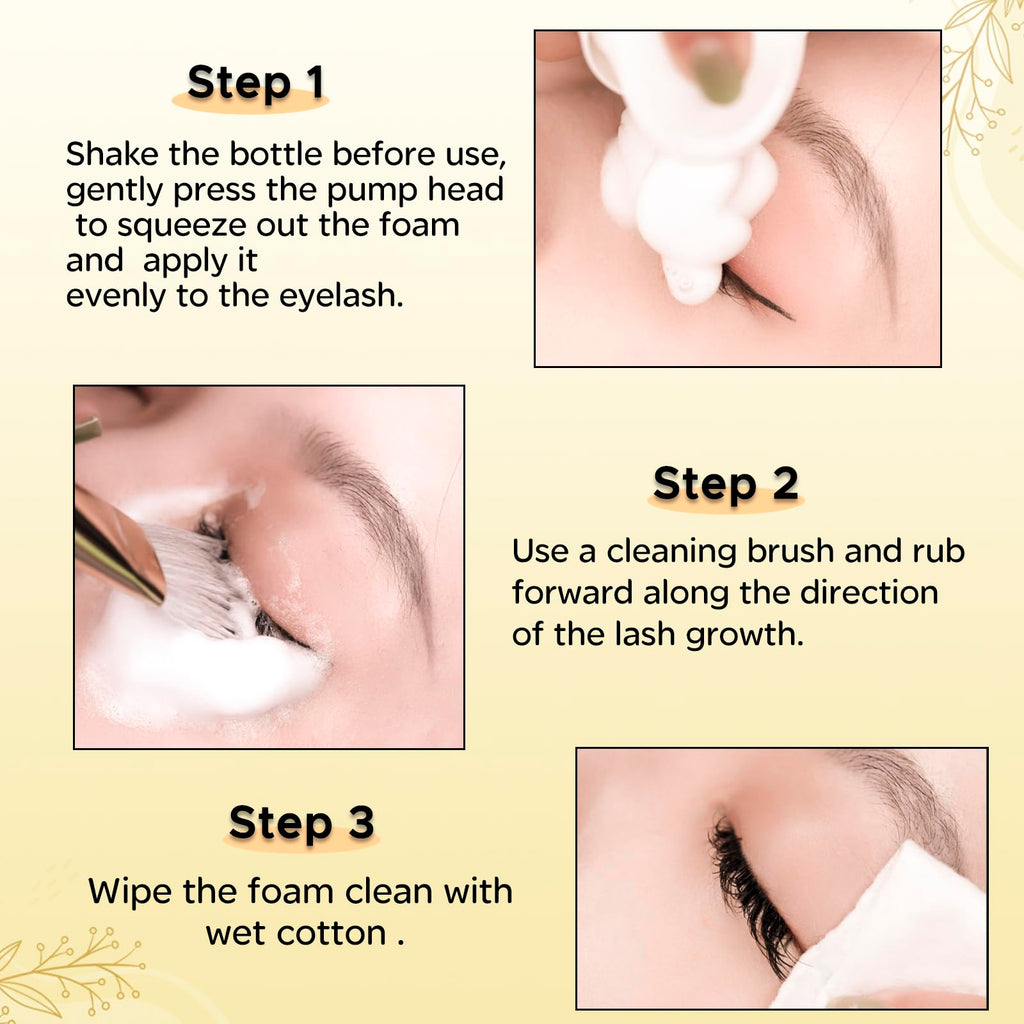 GOLLEEPRO Lash Shampoo – 100 ml Eyelash Extension Cleanser with Brush (Paraben & Sulfate Free)