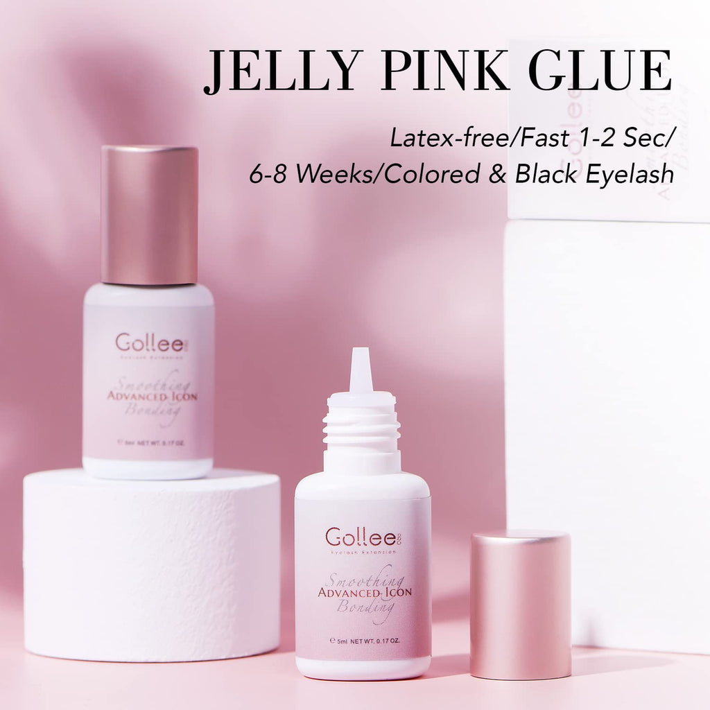 GOLLEEPRO Transparent Lash Glue – 1–2s Fast-Drying Eyelash Extension Adhesive | Clear Pink, 0.17 fl oz (5 ml) | Professional Use Only